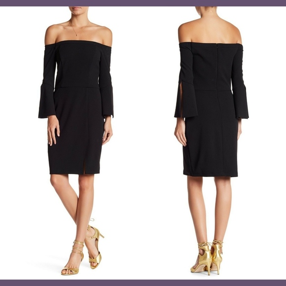NWT $352 ABS by Allen Schwartz Off-the-Shoulder Cocktail‎ Dress [SZ Large ] - Picture 1 of 8